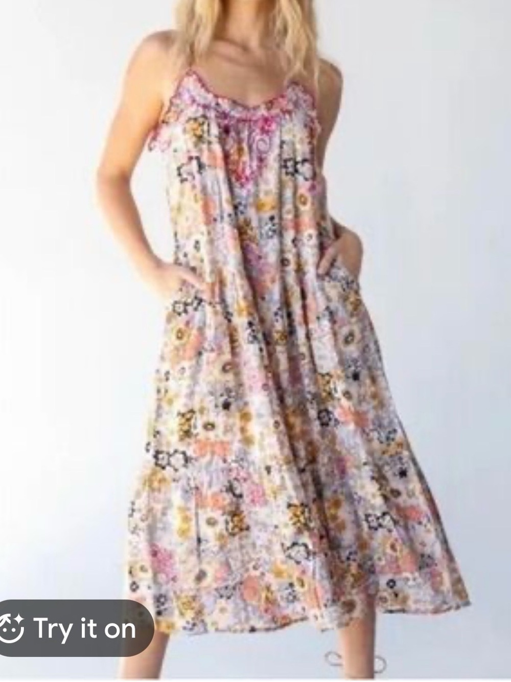 Natural Life Avery Dress embroidered floral midi print hand crochet Sz S NEW - Picture 12 of 12